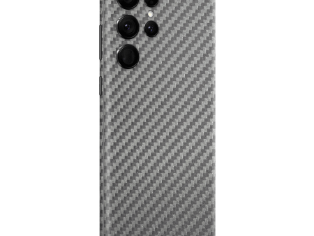 Samsung Galaxy S22 ULTRA Textured CARBON Fibre Skin - Metallic GREY For Cheap