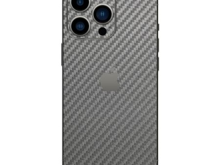 iPhone 13 PRO 3D Textured CARBON Fibre Skin - Metallic Grey Supply