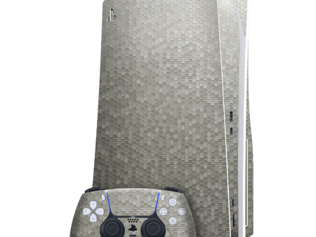 PlayStation 5 (PS5) DISC Edition LUXURIA SILVER HONEYCOMB 3D TEXTURED Skin For Sale