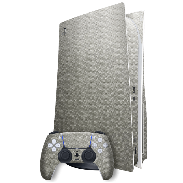 PlayStation 5 (PS5) DISC Edition LUXURIA SILVER HONEYCOMB 3D TEXTURED Skin For Sale