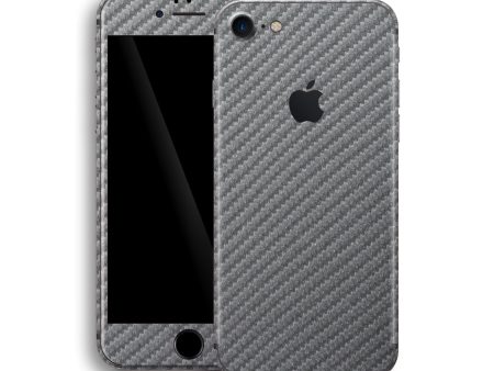 iPhone 8 3D Textured CARBON Fibre Skin - Metallic Grey Sale