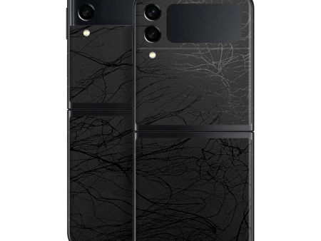 Samsung Galaxy Z Flip 3 LUXURIA BLACK WEB Textured Skin Fashion