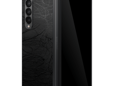 Samsung Galaxy Z FOLD 3 LUXURIA BLACK WEB Textured Skin For Discount