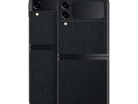 Samsung Galaxy Z Flip 3 BRUSHED BLACK Metallic Skin Hot on Sale