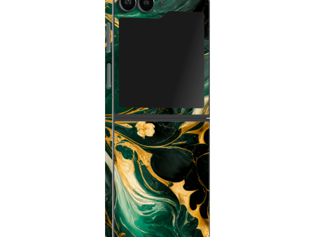 Samsung Z Flip 6 SIGNATURE AGATE GEODE Royal Green-Gold Skin Cheap