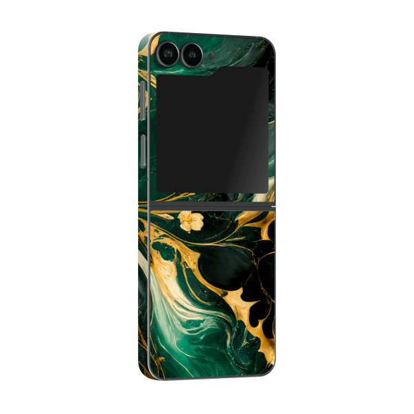 Samsung Z Flip 6 SIGNATURE AGATE GEODE Royal Green-Gold Skin Cheap