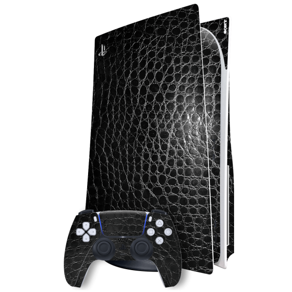 PlayStation 5 (PS5) DISC Edition LUXURIA BLACK ALLIGATOR Leather Skin on Sale