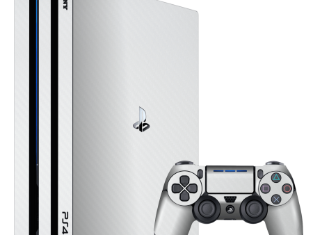 Playstation 4 PRO (PS4 Pro) 3D Textured CARBON Fibre Skin - WHITE Supply