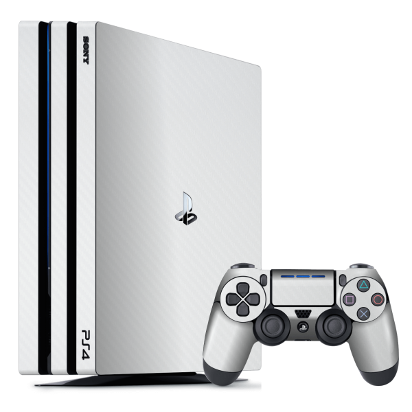 Playstation 4 PRO (PS4 Pro) 3D Textured CARBON Fibre Skin - WHITE Supply