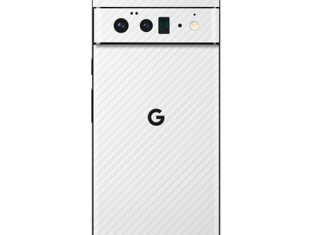 Google Pixel 6 PRO 3D Textured CARBON Fibre Skin - WHITE on Sale