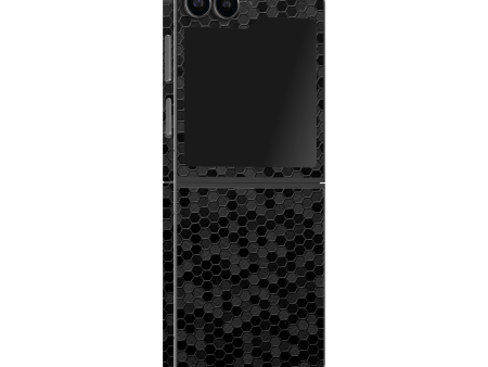 Samsung Z Flip 6 LUXURIA BLACK HONEYCOMB 3D TEXTURED Skin Hot on Sale