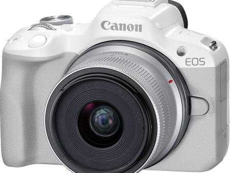 Canon EOS R50 Mirrorless Camera with RF-S18-45mm f 4.5-6.3 IS STM Lens (White) For Discount