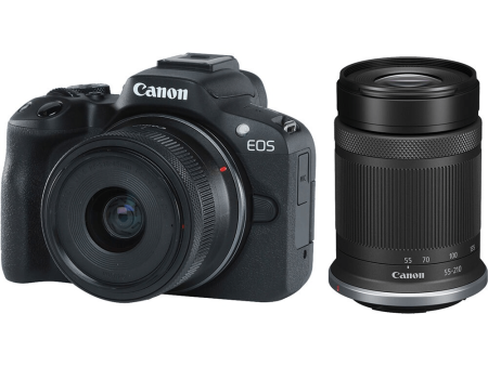 Canon EOS R50 Mirrorless Camera with 18-45mm and 55-210mm Lenses (Black) Sale